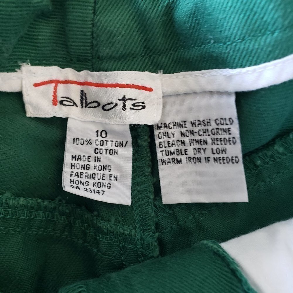 Vintage Talbots Green Shorts 100% Cotton - Size 10 - Picture 2 of 6
